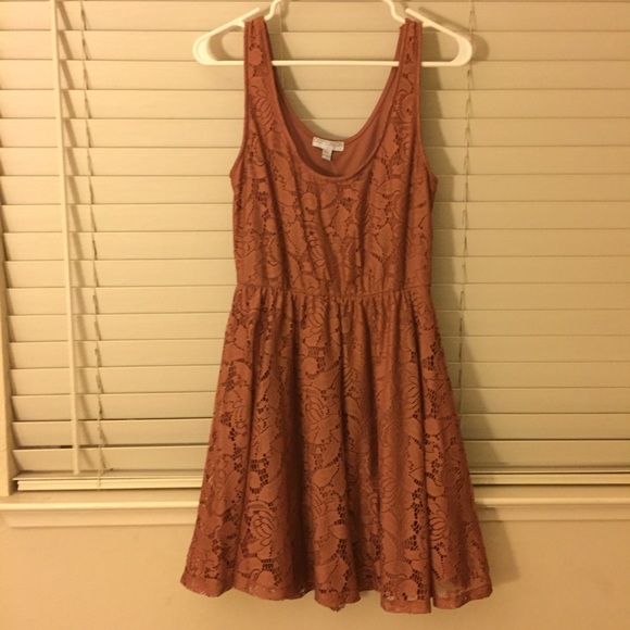 Brown/Copper Lace Skater Dress