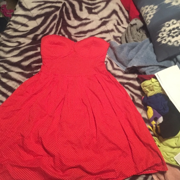 Red and white polka dot dress