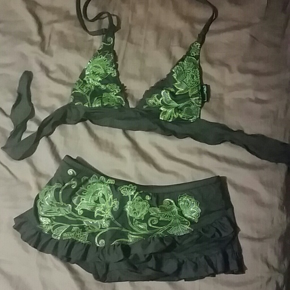Brown two piece bathing suit
