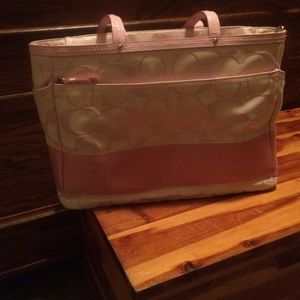 Pink coach diaper bag