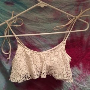 White PINK bathing suit top