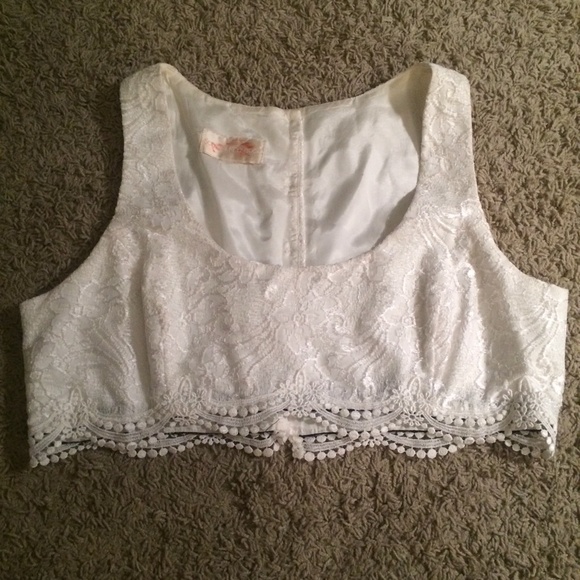 White Lace Crop Top