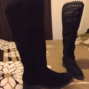 Black suede boots, size 9