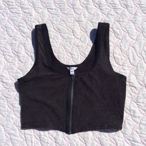 Black Zip Up Crop Top