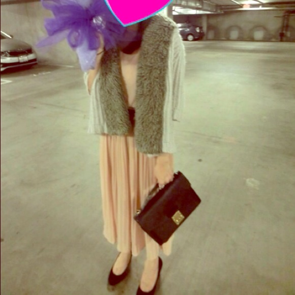 Zara 3/4 sleeve knit sweater with fur linings