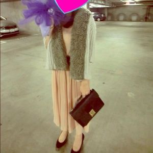 Zara 3/4 sleeve knit sweater with fur linings