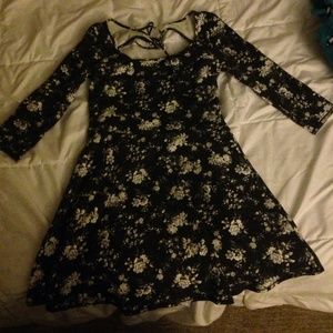 Floral skater dress with low back and ties