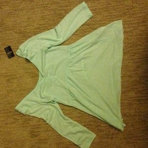 Blue long sleeve shirt...very flattering