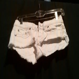 White and Gold Denim Booty Shorts