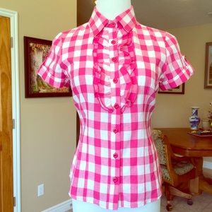 ❌GIFTED❌F21 PINK & WHITE BUTTON DOWN TOP