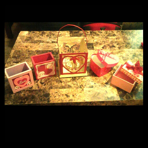 Heart boxes & candle holder
