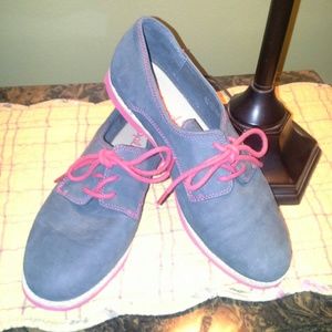 Gray and Red Oxford Shoes