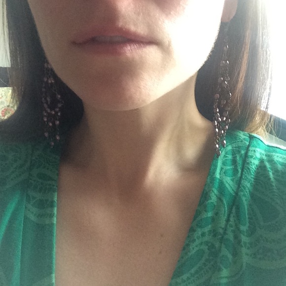 Purple and bronze chandelier earrings