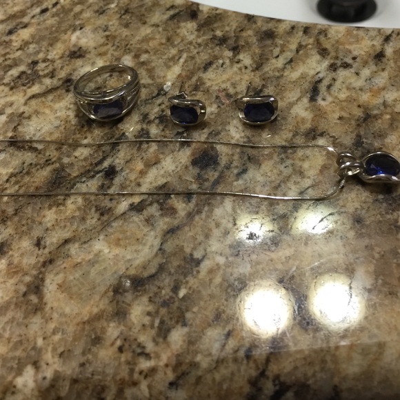 Genuine sapphire set sterling silver