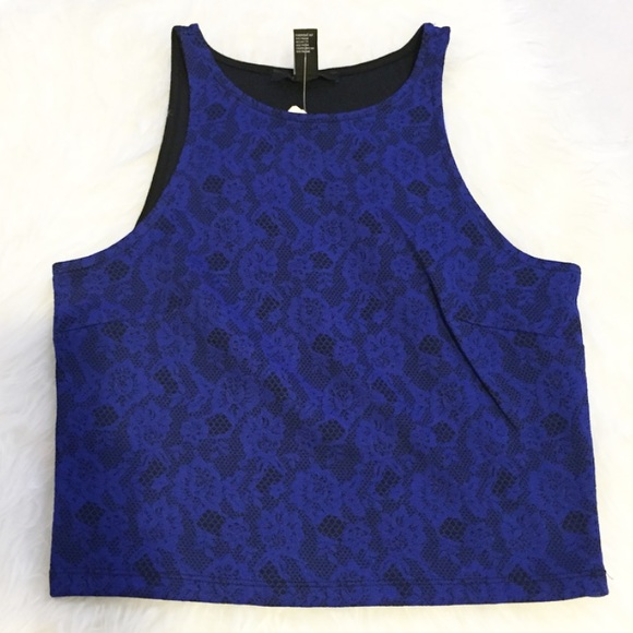 ❌SOLD❌ Forever 21 Floral Print Blue Crop Top - Picture 3 of 4