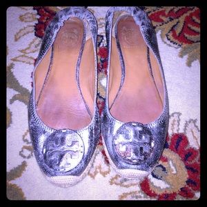 Tory Burch Reva Metallic Leather Espadrilles