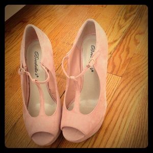 Cute pink high wedges - never worn