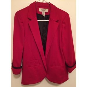 Red blazer with black trim