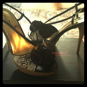 Black white tan heels stilleto shoes sandals
