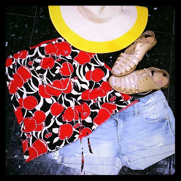 Urban outfitters retro cherry print tube top