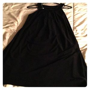 Dressy black dress with jeweled neckline