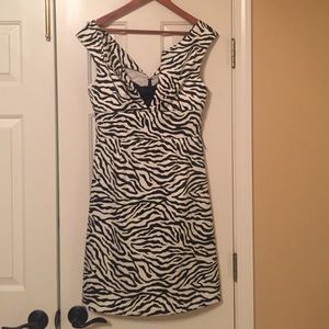 WHBM Sateen Finished Zebra Print Dress
