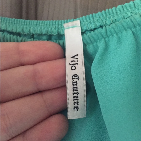 Vijo Couture Size L Turquoise Off The Shoulder - Picture 3 of 6