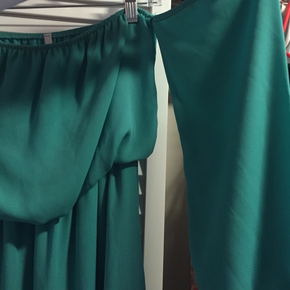 Vijo Couture Size L Turquoise Off The Shoulder - Picture 4 of 6