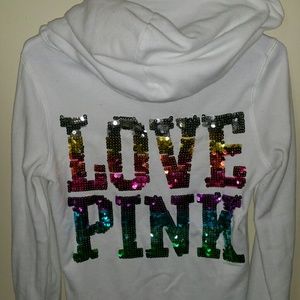 SOLD!!! Victoria Secret PINK rainbow bling zip up