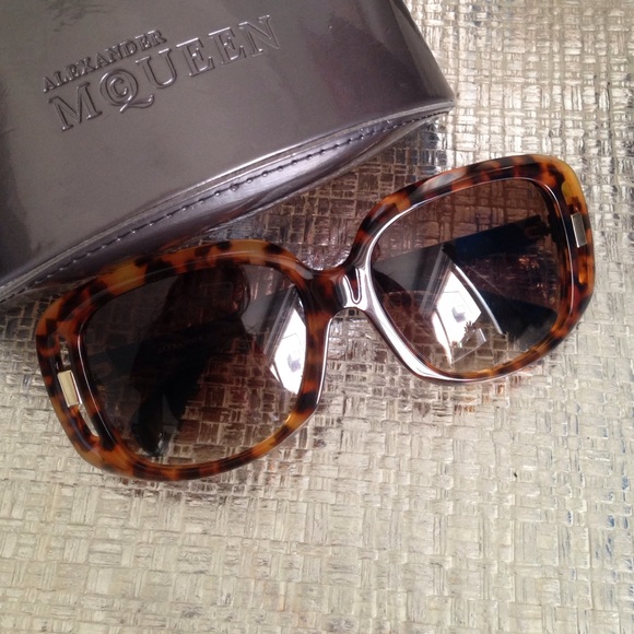 Alexander McQueen Tortoise Shell Sunglasses + Case