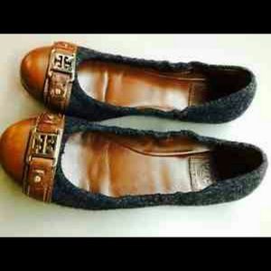 Tory Burch Wool and Leather Flats