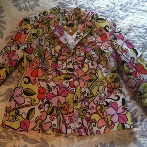 Multi color blazer jacket white pink size 10