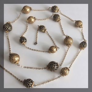 Long Gold & Black Necklace