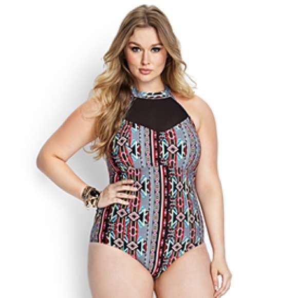 Forever21+ Aztec One Piece Bathing Suit