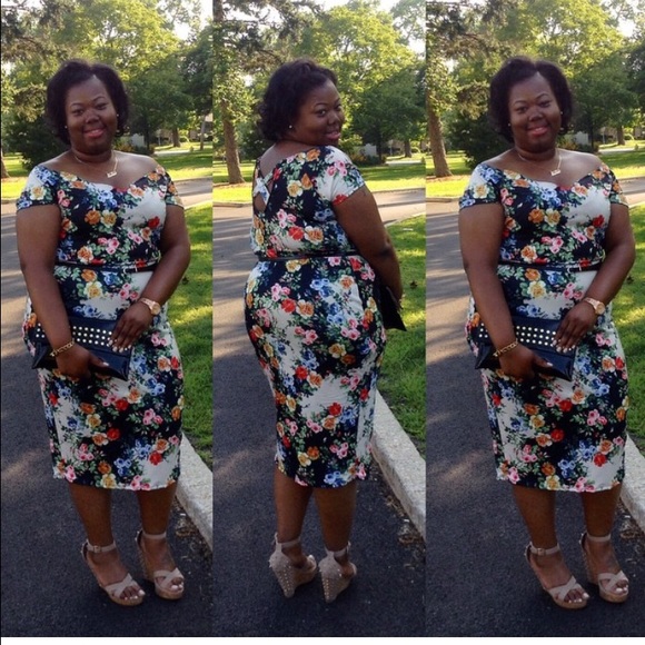 Flower print crisscross back dress