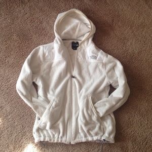 White Fuzzy North Face Full Zip Fleece Jacket