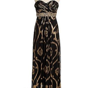 Gold and navy prom dress