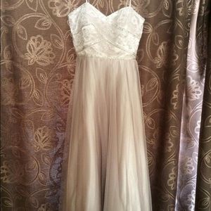 Taupe colored prom dress