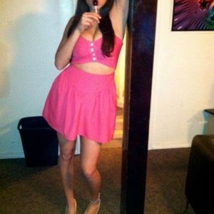 Cut out pink baby doll dress