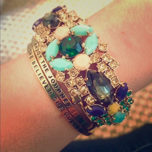 JCREW multi color mint crystal marquis bangle
