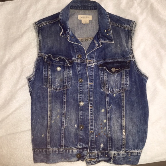 Unisex studded denim vest