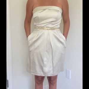 David's bridal gold strapless with belt