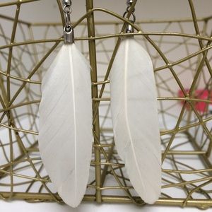 White Feather Earrings