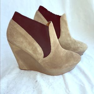 MRKT Annie wedge ankle booties beige taupe black