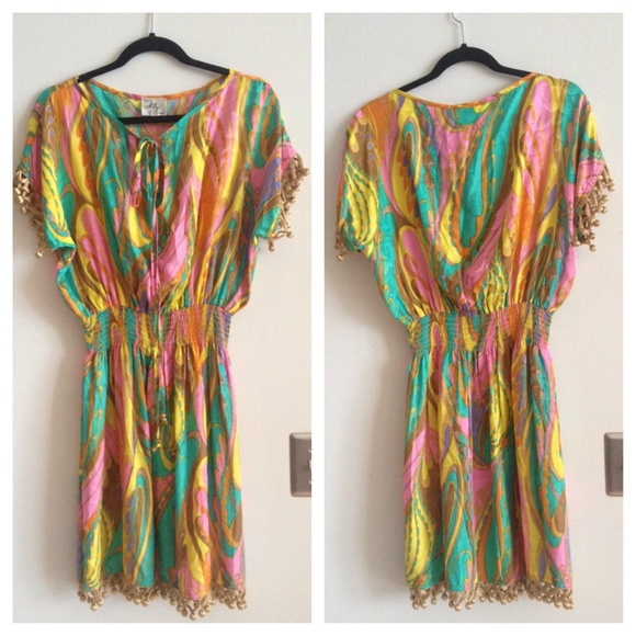 ❌SOLD❌ Milly multicolor swirl silk blouson dress 0 - Picture 4 of 4
