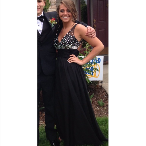 Full length, Val Stefani black prom dress