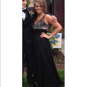 Full length, Val Stefani black prom dress