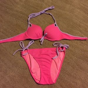 pink and purple victoria secret bikini set