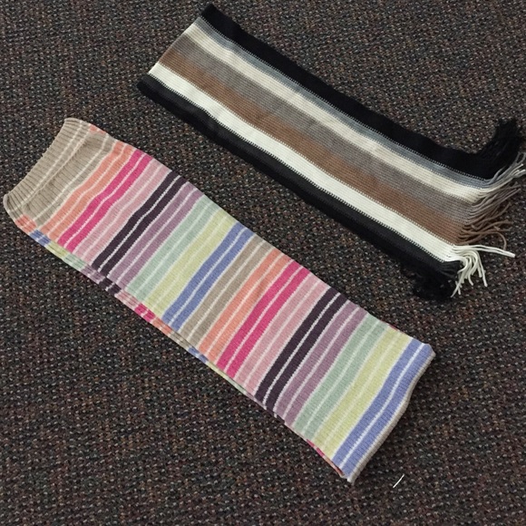 Set of 2 striped winter scarves.