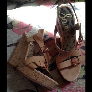 Sam Edelman Josie Nude Tan Wedge Sandals